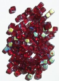 100 5mm Transparent Garnet AB Cube Beads